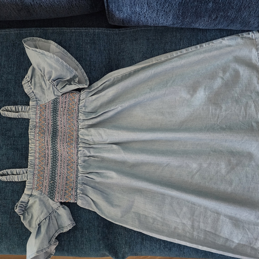 Art Class Blue and White Smocked Dress